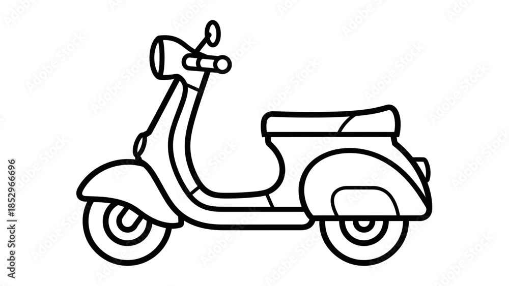 Scooter Coloring Page with Simple Two Wheel Vehicle Line Art for Kids ...