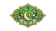 © DEDI - Colorful Islamic Art Emblem Featuring Crescent Moons Stars and Mosques