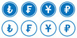 © Gemivector5 - Currency symbols icons set with Dollar, Euro, Pound, Rupee, Franc, Ruble, Yen, Won . world currency icon.