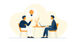 © muhammad - Business meeting discussion with light bulb idea concept illustration showing two professionals brainstorming at table modern teamwork design
