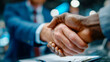 © Aliaksandra - Handshake between two multiracial businessmen sealing a professional agreement during corporate meeting