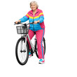 © Лариса Рябцева - Elderly woman riding bicycle in colorful activewear outdoors
