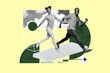 © deagreez - Picture pop collage of person stand run on yellow background with color geometric figure shape