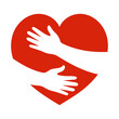 © Vasyl Yurlov - hand embracing red heart with love vector illustrator, embracing love symbol