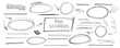 © A_Y_N - Hand drawn scribble style with black pen creating round circle underline strokes, rectangle frame doodle arrow elements shaping vector set kit bundle for highlight text in dynamic oval line theme.