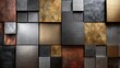 © Azadart - Assorted metal square tiles create a textured background showcasing various finishes and colors in a modern and artistic arrangement
