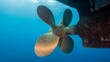 © Vector World - Underwater Ship Propeller on Boat Stern in Blue Ocean Water
