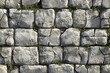 © mehaniq41 - Rustic stone wall viewed closely, showcasing texture and uneven surface in natural light. Gray stones, aligned horizontally, create rugged aesthetic. Neural network AI generated