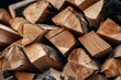 © mehaniq41 - Close-up view of stacked firewood showing rough textures with warm light. Overlapping logs create rustic feel. Neural network AI generated