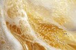 © mehaniq41 - Close-up view of golden liquid movement with visible air bubbles. Warm lighting enhances flowing texture, creating abstract aesthetic. Neural network AI generated