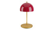 © Nicolae - Modern red dome table lamp isolated PNG, stylish gold base desk light for bedroom or office decor on transparent background