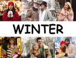 © New Africa - Happy people outdoors in winter. Photo collage