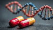 © จรัญ กาษาวัต - The future of personalized medicine with pharmaceutical pills and a DNA helix symbolizing genetic treatment and scientific research
