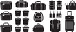 © DesignRacing - Black and white luggage icons set for travel and transportation