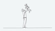 © sari - A minimalist line drawing depicts a father joyfully lifting his baby high into the air.