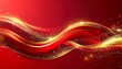 © EnelEva - Abstract red background with moving golden waves and flowing curves of light