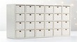 © AI   NEX GEN - Cream colored wooden advent calendar with 25 drawers for holiday surprises and countdown to Christmas