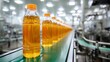© AI-HAL8 - オレンジ色の液体が入ったボトル、ジュースや洗剤の製造ライン
