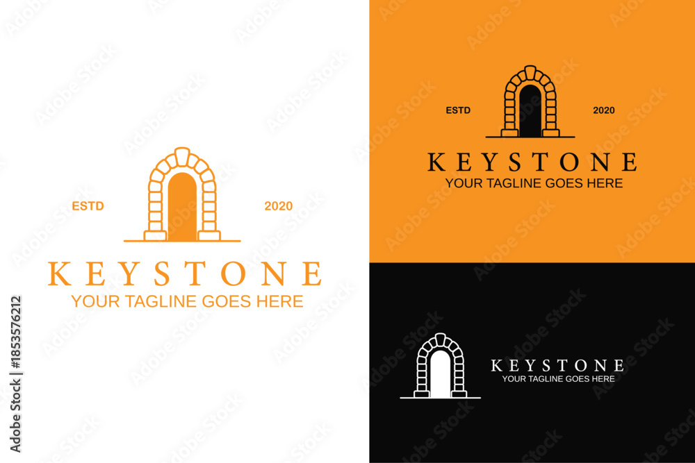 keystone arch medieval gate line art