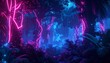 © tong4130 - Futuristic cyber neon jungle with glowing vines and tech