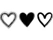 © TawhidulIslam - Three hand-drawn black heart symbols with different styles on a white background