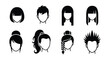 © nurjahan - Variety of black and white hair styles and cuts illustration