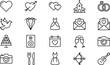 © Mahbub - Minimal wedding love and romance outline icon set for marriage celebration invitation event user interface web app vector