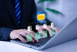 © buraporn - Review document management on virtual screen, technological concept of data transfer, file recovery, computer backup, document or data folder transfer.