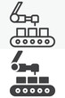 © alekseyvanin - Industrial robot automation line and solid vector icon set