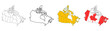 © Kafayet - Canada map Silhouette - Canadian Map Illustration in various styles