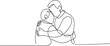 © Mofazzelh - continuous line drawing of adult man hugging father. one line drawing of mature man missing father figure. one line Icon drawing