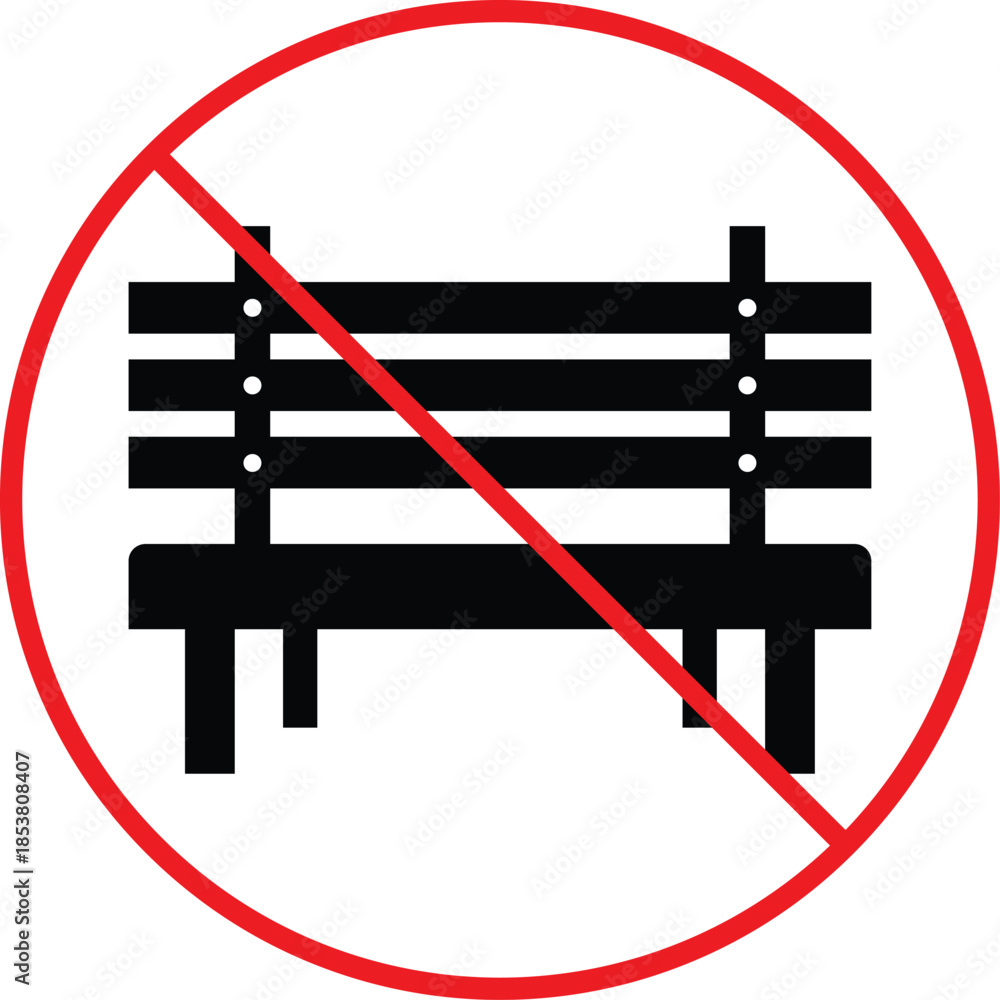 Stock-Vektorgrafik „no Bench park icon. Seating prohibition symbols. No ...