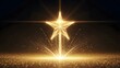 © Artfinity - Golden glowing star rising from a shimmering dust surface. Achievement and awards concept. Bright award star floating above a brilliant light floor with particles