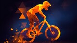 Low-Poly Cyclist on Bicycle with Triangle Background