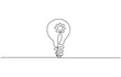 © Stockxy - Single continuous line symbol of machine wheel gears and light bulb vector illustration. One single line drawing of lightbulb with metal gear wheel inside for machine company logo.