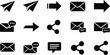 © momotaj - Collection of communication icons including arrows envelopes and messages silhouette on transparent background