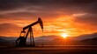 © BeatFlow - Oil pump jack silhouette against a vibrant sunset sky over a rural landscape