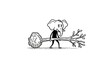 © Dian - Sad Elephant Carrying a Fallen Tree Trunk with Branches.