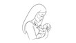 © hudannrmtqn - Minimalist line art drawing of a mother tenderly holding her newborn baby.