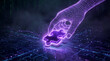 © I am Your Design - Glowing purple hand placing puzzle piece on circuit board, symbolizing innovation and solution