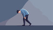 © 4Max - Tired man walking: business fatigue concept in flat design