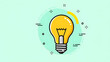© solom - creative light bulb illustration on mint green background for business innovation and digital technology solutions featuring flat design concept for startup growth and success
