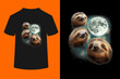© ben - Three Sloth Moon | Funny 3 Lazy Animals Howling Parody Meme T-Shirt