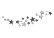 © Boris - Shiny silver 3d stars of various sizes forming an elegant, sweeping wavy trail on a transparent background with copy space, showcasing precise geometry and soft reflections. Concept of celebration
