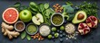 © Manik - A vibrant flat lay of fresh fruits vegetables seeds and nuts