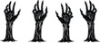 © Selina - Set of Spooky Black Monster Hand Silhouettes with Sharp Claws and Gnarled Texture for Halloween Horror Design and Creepy Branding