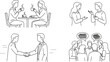 © Badhon - line drawing of people interacting and communicating in various social situations