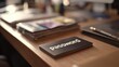 © Anastasiia - A stack of cards on a wooden desk with a black card labeled Password in the foreground. Concept Password card, Security concept, Card stack, Wooden desk, Black card