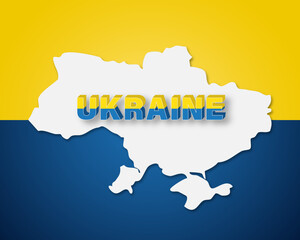 Naklejka na meble Vector illustration of Ukraine map with national flag colors and bold typography, patriotic country symbol representing independence, unity, freedom, sovereignty and modern geopolitical identity