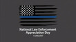 © Zander - National Law Enforcement Appreciation Day Grunge American Flag with Thin Blue Line on Dark Background for January 9th Police Support Tribute